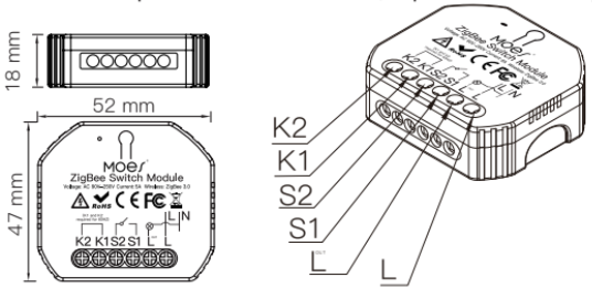 Présentation du micromodule relais sans neutre ZigBee Moes ZM-104-L-MS